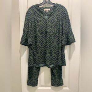 EUC Jude Connally SZ M Lolly Garden Lattice Pant Set SZ M Green & Blue Beautiful